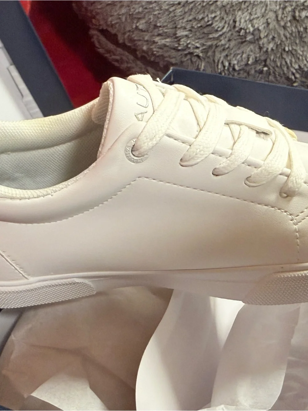 Kids/Youth White Nautica Casual Lace-Up Sneakers with Subtle Trim